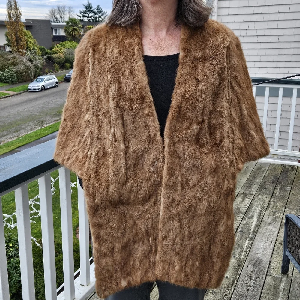 Vintage real mink cape wrap M/L